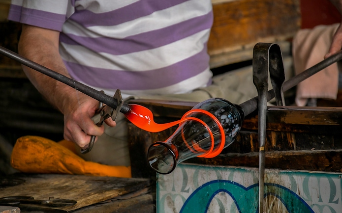 Glassblowing demonstration in Murano, Venice, part of the Museums of the Islands tour.