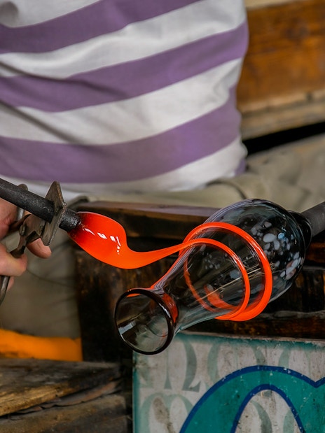 Glassblowing demonstration in Murano, Venice, part of the Museums of the Islands tour.