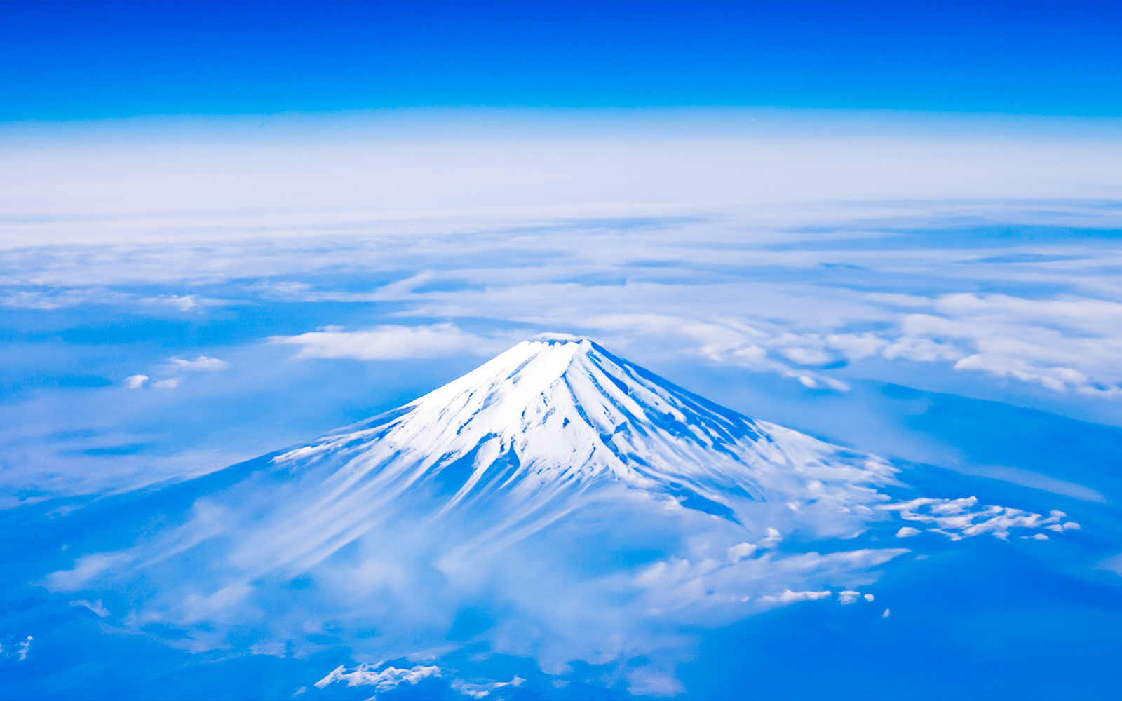 Mt. Fuji seen from the window of an airplane