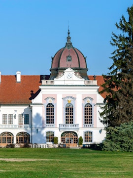 The Royal Palace of Godollo with its distinctive dome and ornate facade.