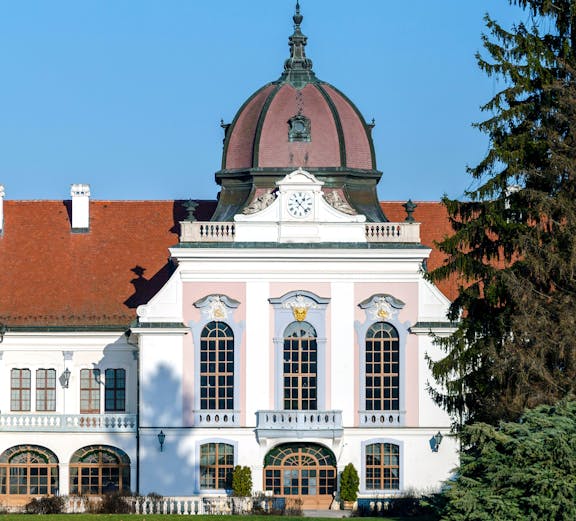 The Royal Palace of Godollo with its distinctive dome and ornate facade.