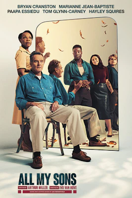 Cast of "All My Sons" West End show standing around a seated man.