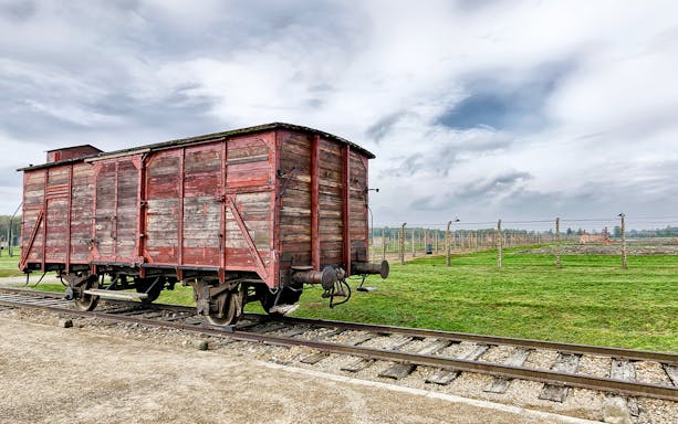 Train car at Auschwitz concentration camp, part of Krakow day tour from Warsaw.
