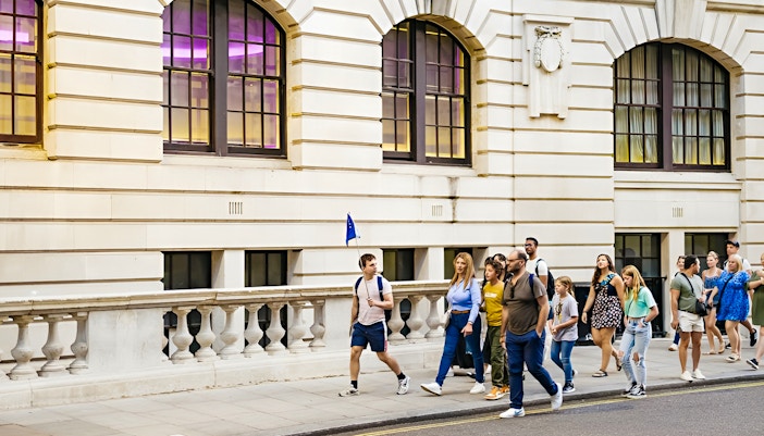 Group on Harry Potter film locations walking tour in London.