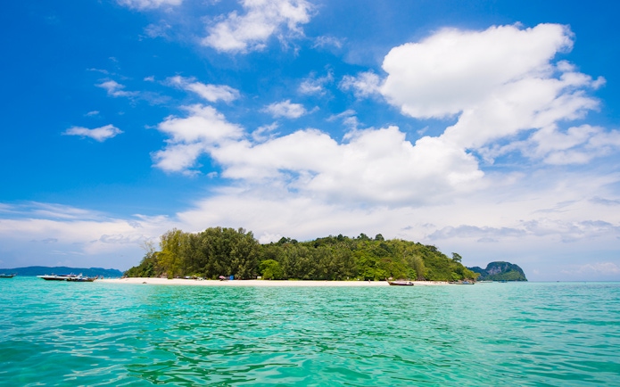 Bamboo Island with turquoise waters, part of Phi Phi Islands, Thailand.