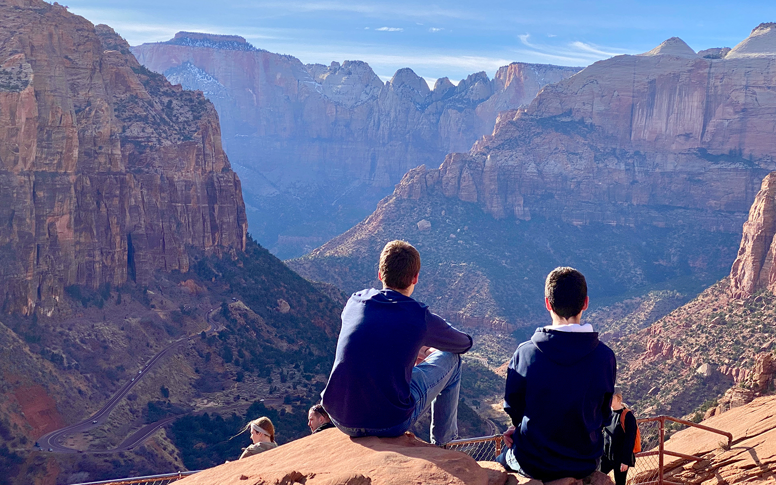 Visitors enjoying the view at Zion National Park, part of Go City: Las Vegas All-Inclusive Pass.