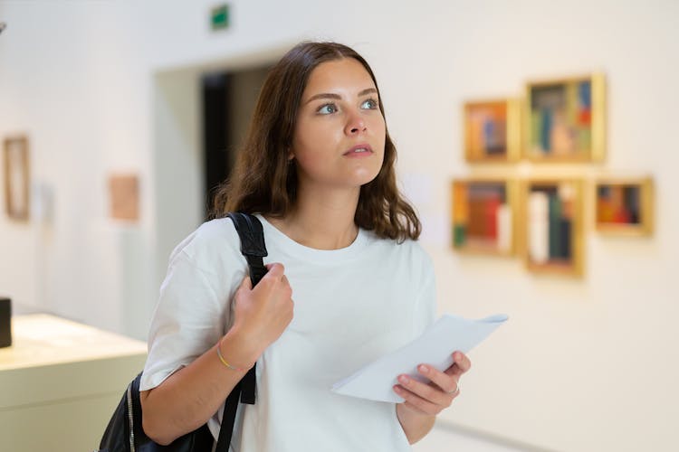 visitor at art museum