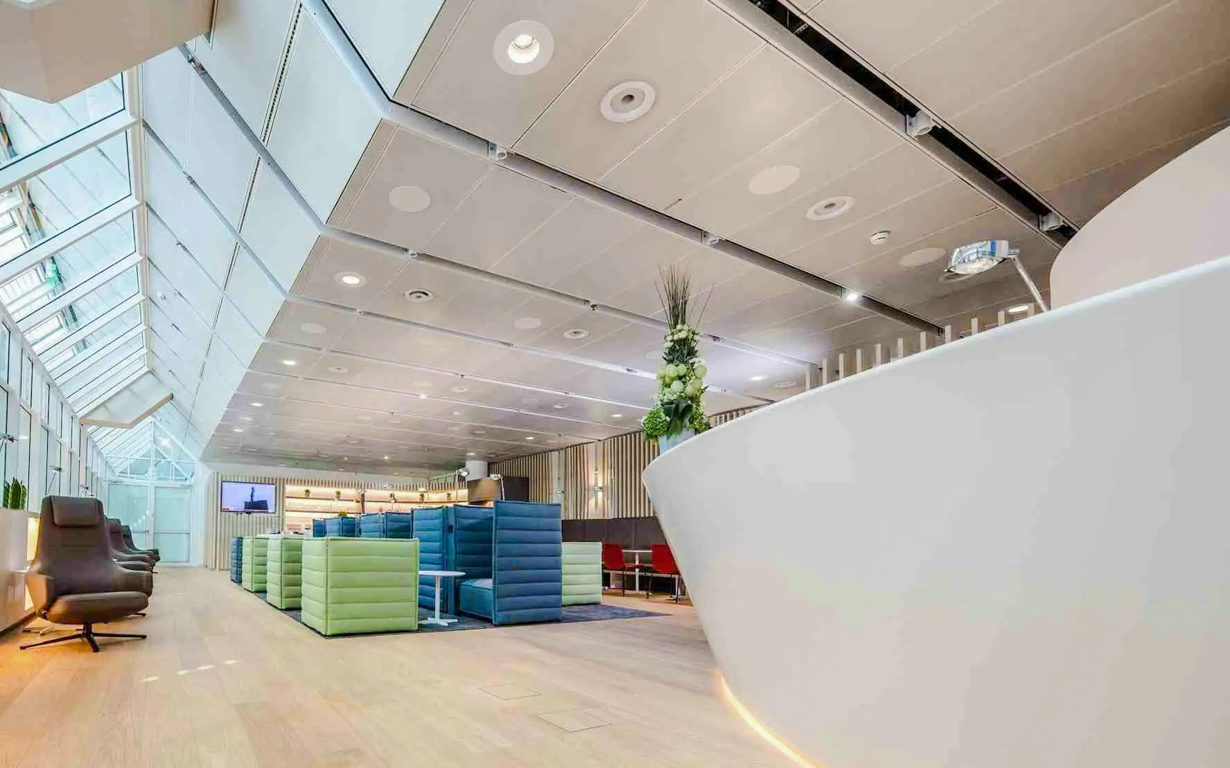 Airport Lounge seating area at Munich Airport Schengen Terminal 1.