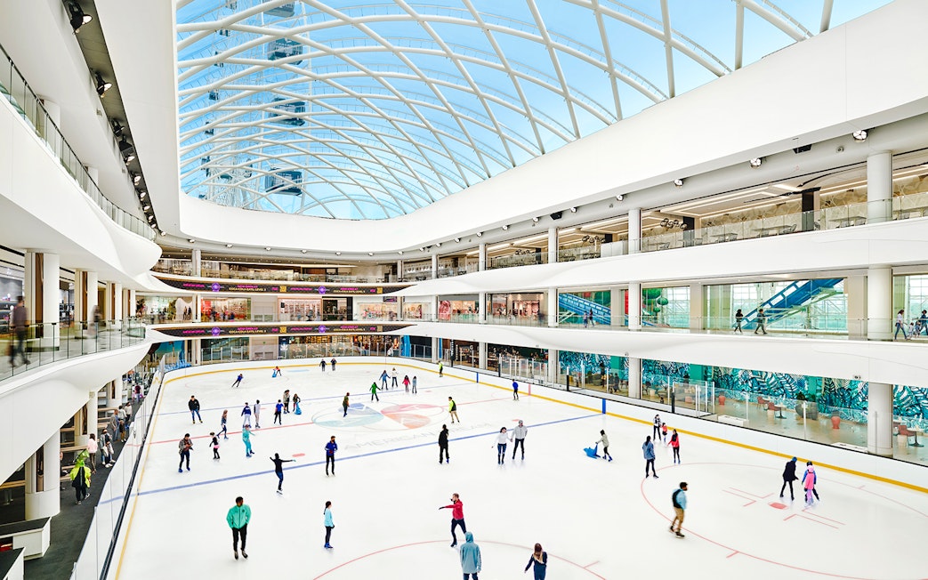 Ice skaters enjoying the rink at American Dream mall.