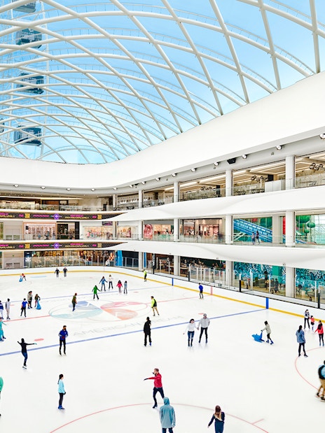 Ice skaters enjoying the rink at American Dream mall.