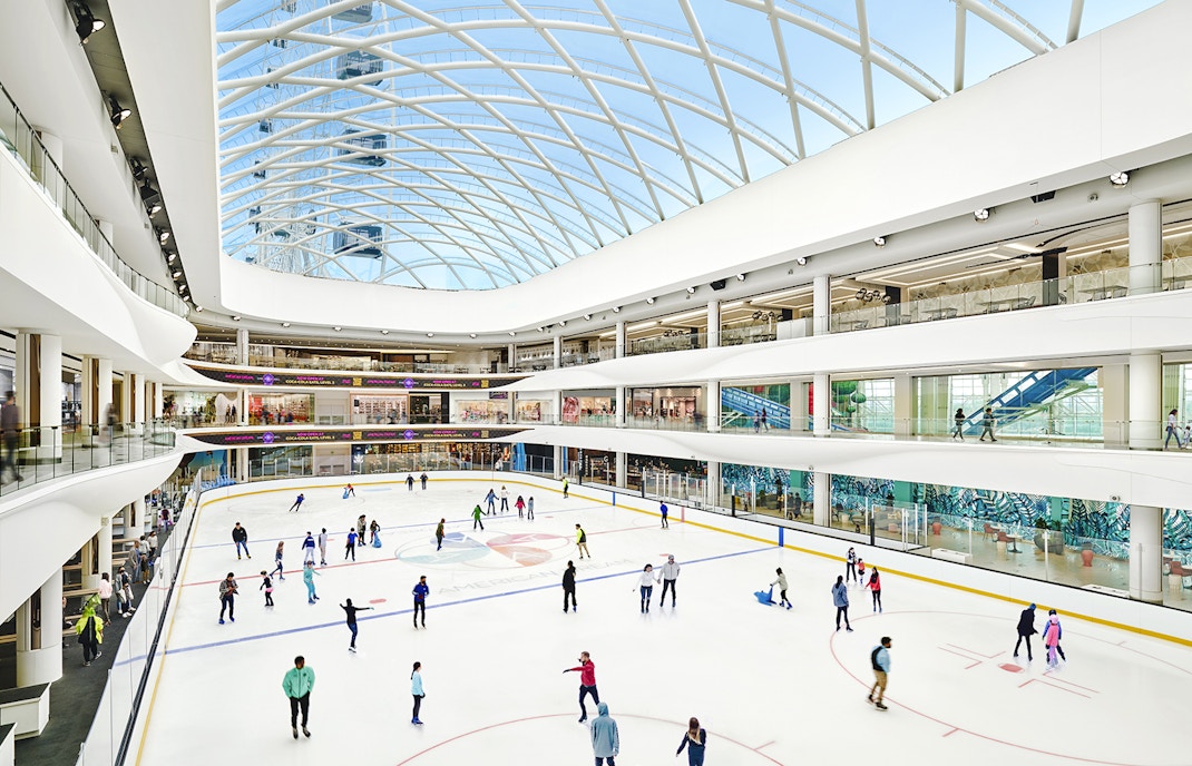 Ice skaters enjoying the rink at American Dream mall.