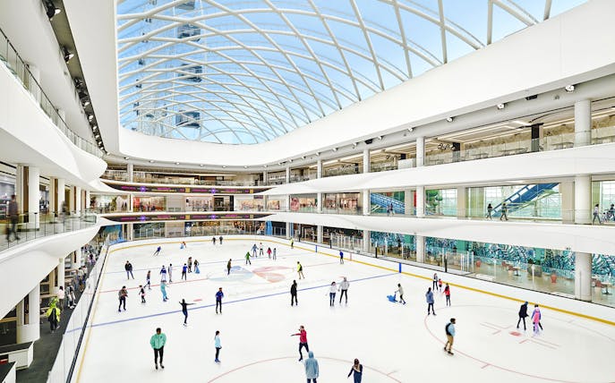 Ice skaters enjoying the rink at American Dream mall.