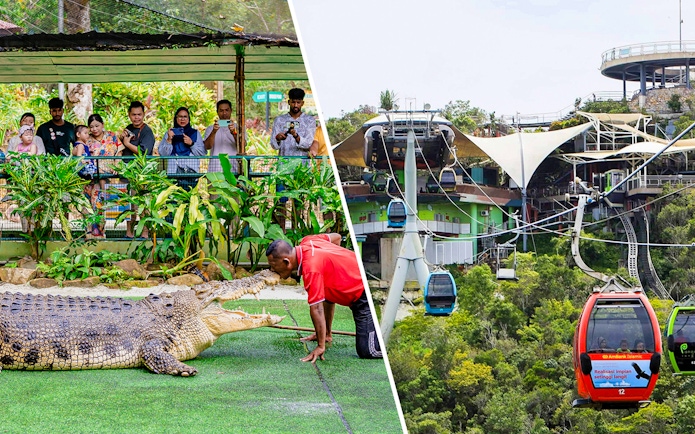 Crocodile show at Crocodile Adventureland Langkawi and cable cars at Langkawi SkyCab.