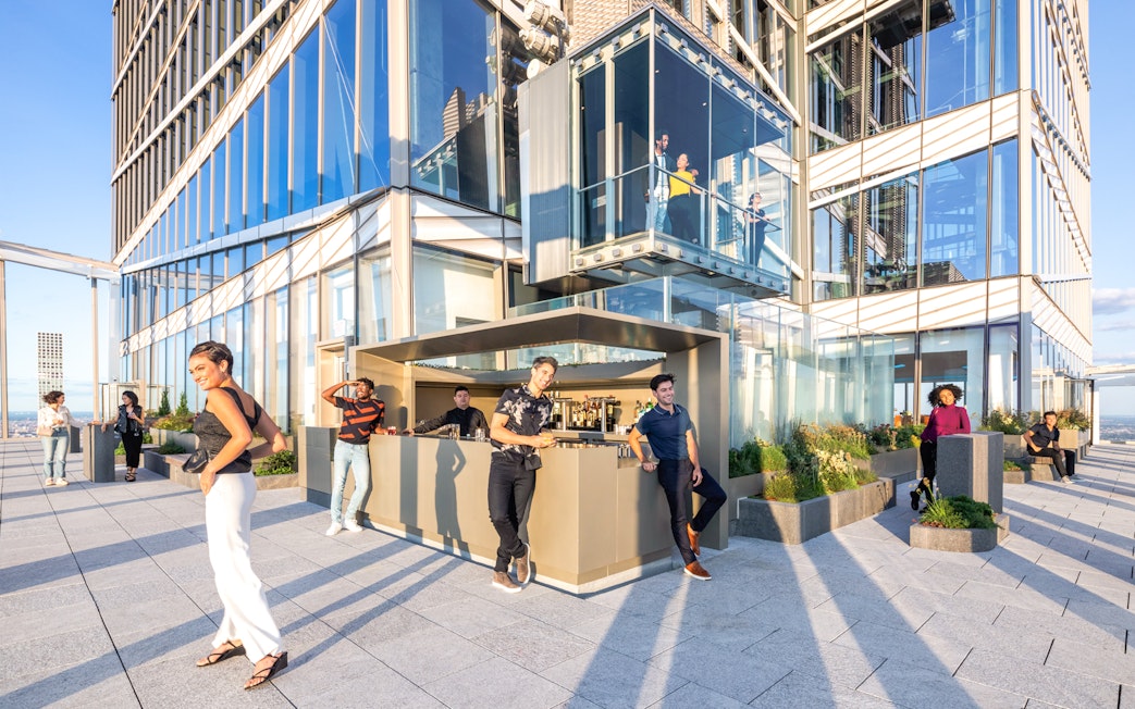 Group enjoying the terrace at SUMMIT One Vanderbilt, New York City.