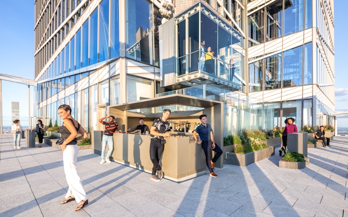 Group enjoying the terrace at SUMMIT One Vanderbilt, New York City.
