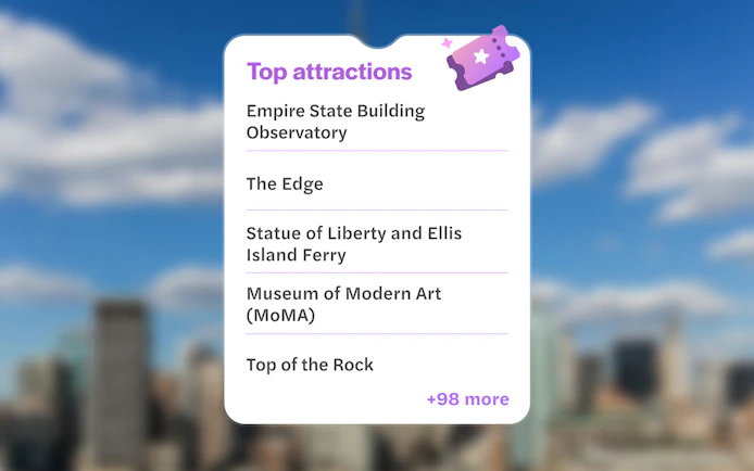 Top attractions in New York City with Go City Pass, including Empire State Building and MoMA.