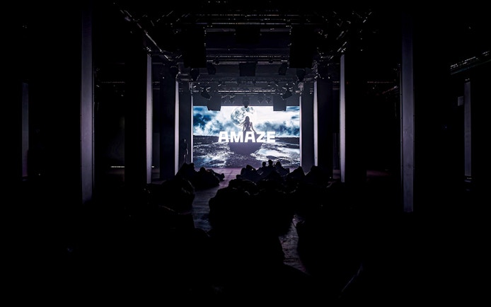 Interactive digital display inside Amaze Amsterdam experience.