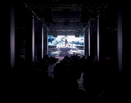 Interactive digital display inside Amaze Amsterdam experience.