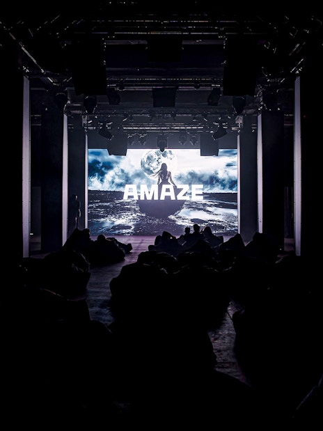 Interactive digital display inside Amaze Amsterdam experience.