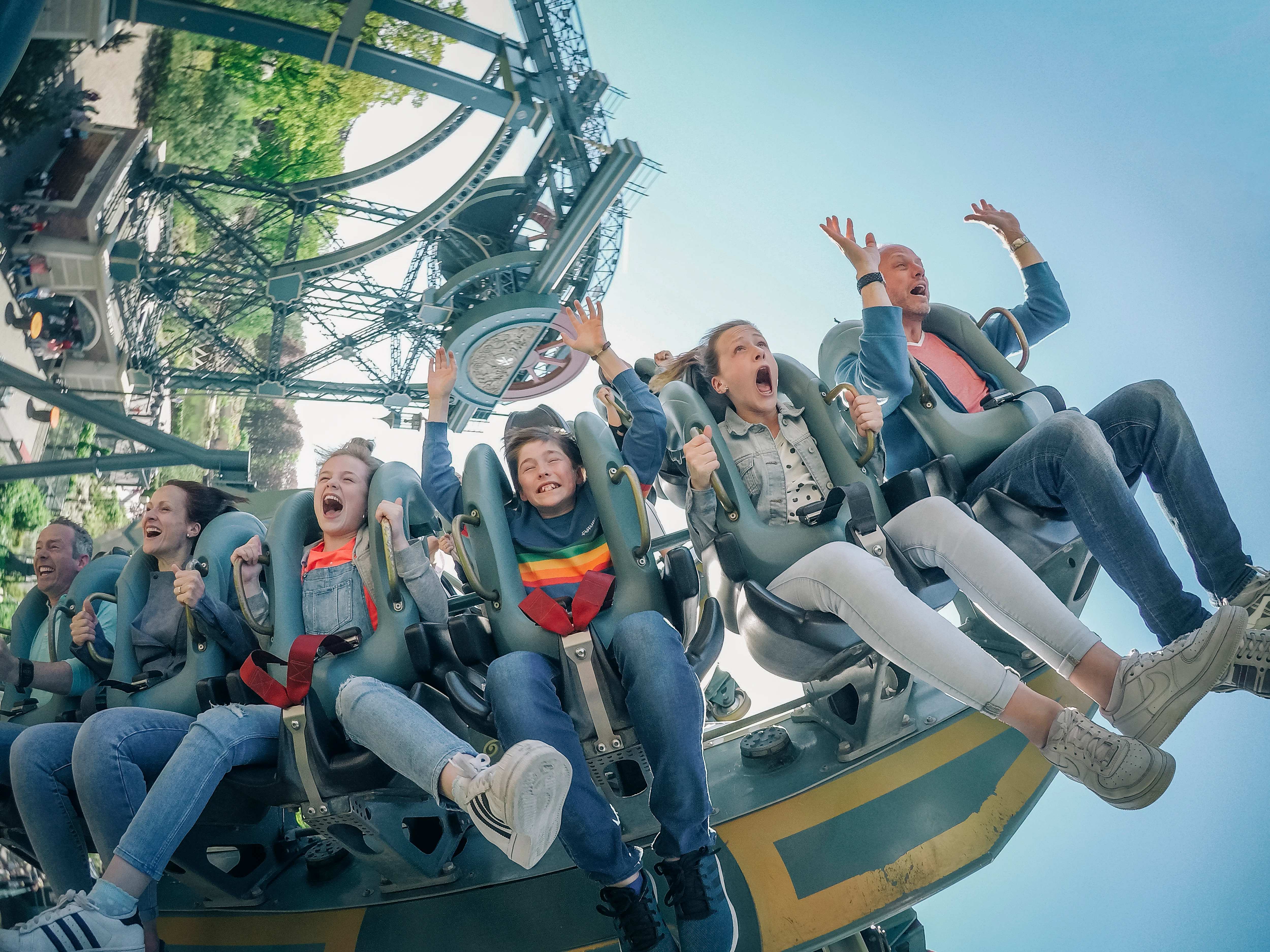 Guests enjoying a roller coaster ride at Efteling Theme Park.