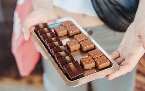 Tray of assorted chocolates on the Ultimate Paris Food Tour.