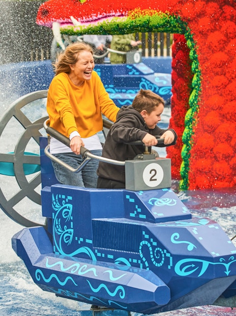 Visitors enjoying a water ride at LEGOLAND® Windsor Resort.