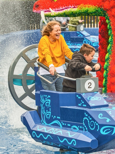 Visitors enjoying a water ride at LEGOLAND® Windsor Resort.