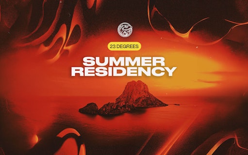 Summer Residency event poster with Es Vedrà island silhouette, Eden Ibiza.