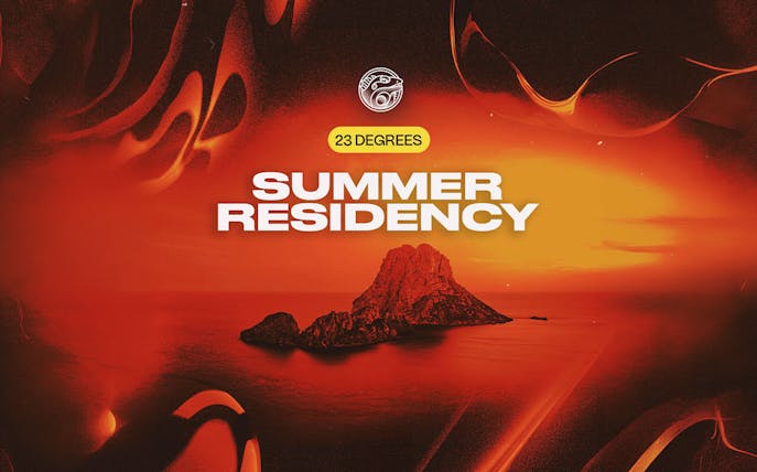 Summer Residency event poster with Es Vedrà island silhouette, Eden Ibiza.