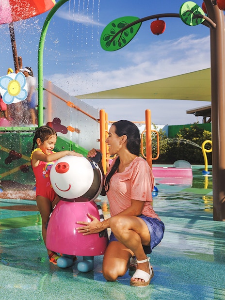 Children playing at the water park in Peppa Pig Theme Park, Florida.