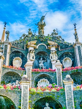 Statues and floral decorations on Isola Bella, Borromean Islands.