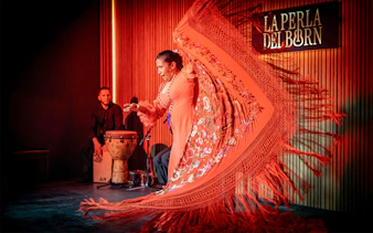 Flamenco dancer performing at La Perla del Born in Barcelona.