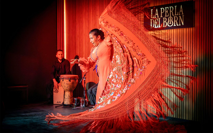 Flamenco dancer performing at La Perla del Born in Barcelona.