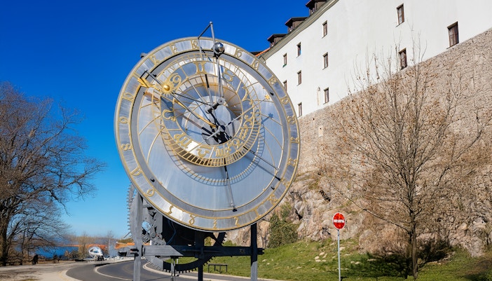 Kadan Astronomical Clock near Medieval castle