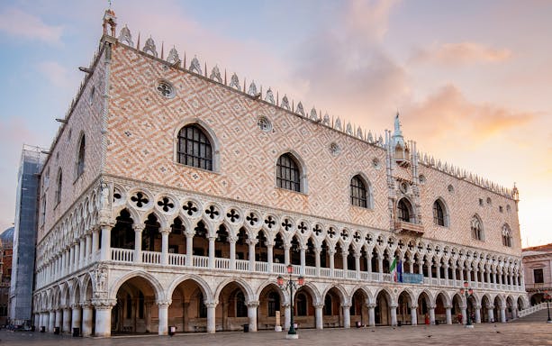 Doge's Palace in Venice at sunrise, part of the Venice Museums Pass.