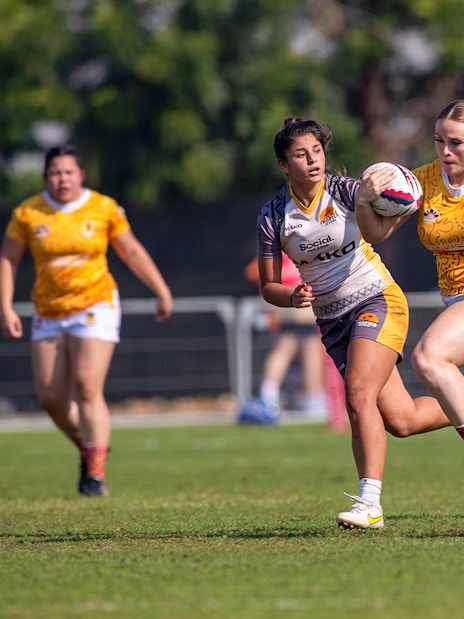 Rugby players in action at Emirates Dubai 7s tournament.