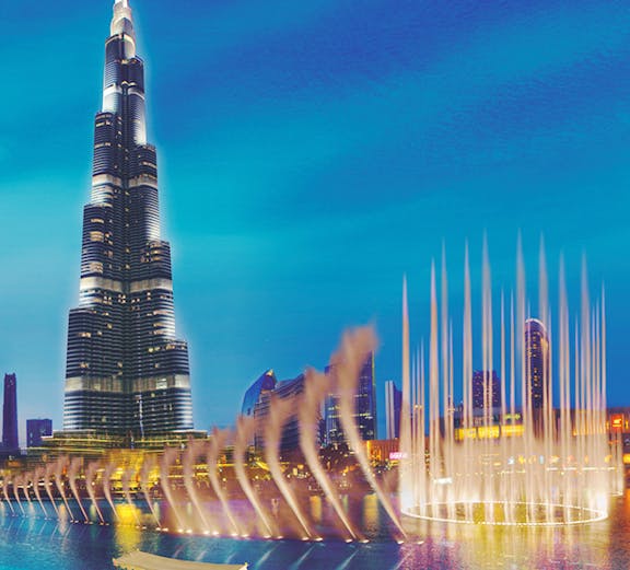 Exterior of Burj Khalifa during dusk