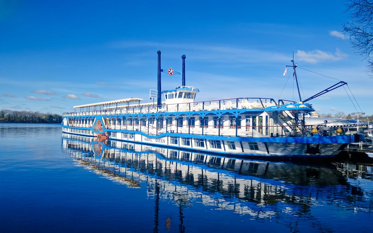 MS Havel Queen cruise on Lake Oberhavel during 2-hour Tegel tour.