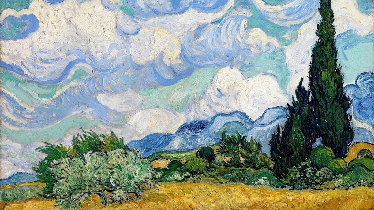Wheat Field with Cypresses