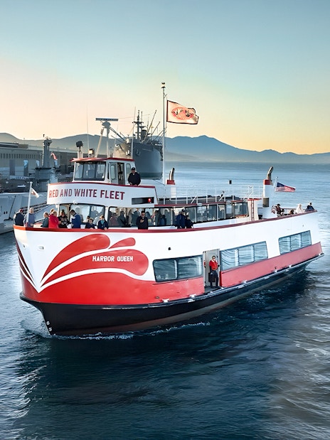 Boat for California Sunset cruise tour departing from the harbor.