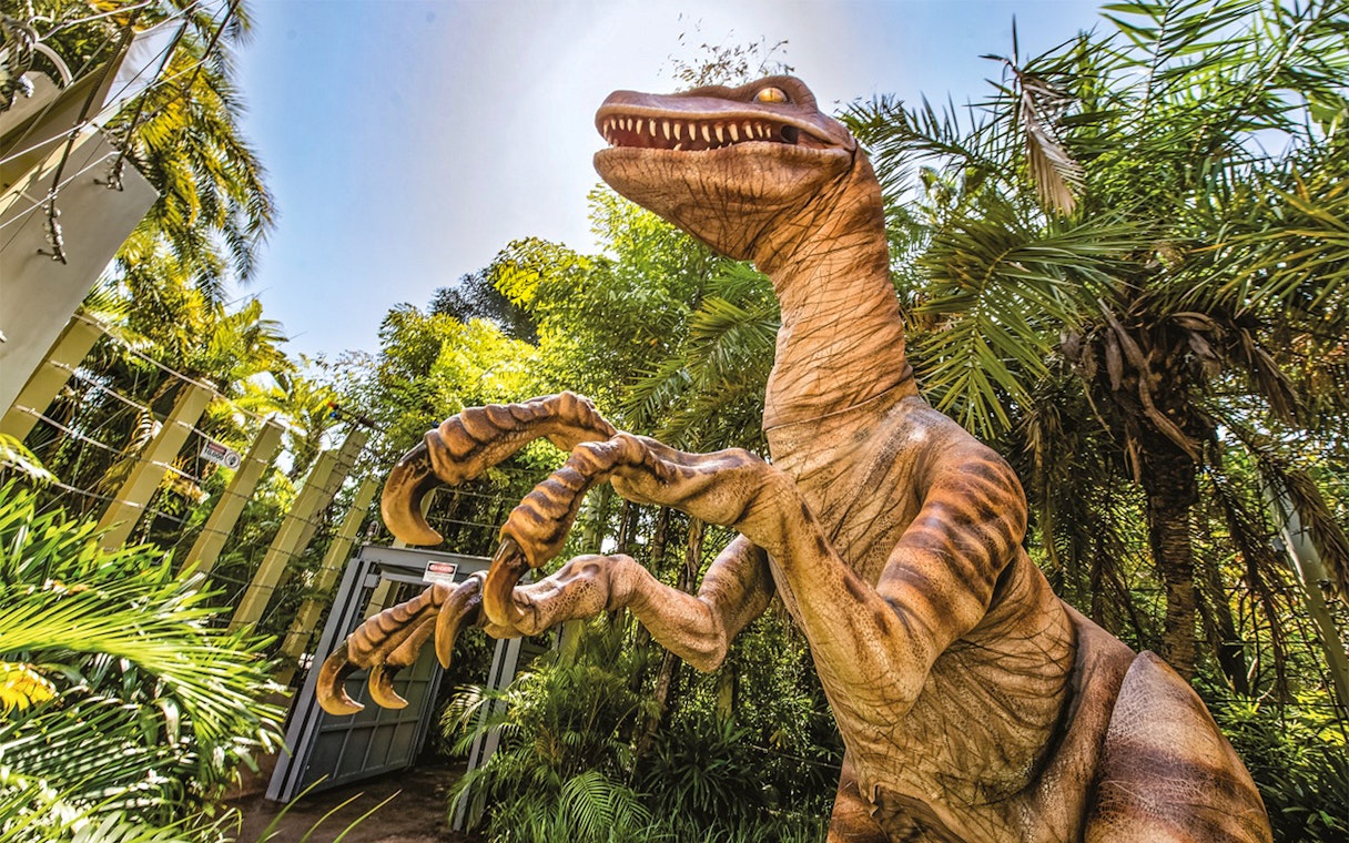 Dinosaur figure at Jurassic Park attraction, Universal Studios Orlando.