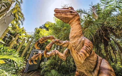 Dinosaur figure at Jurassic Park attraction, Universal Studios Orlando.