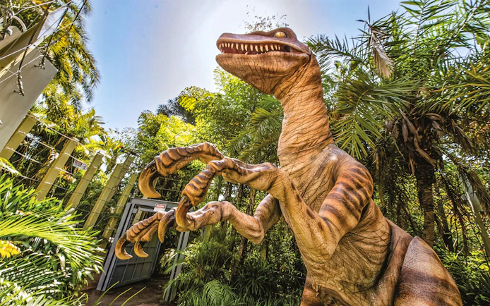 Dinosaur figure at Jurassic Park attraction, Universal Studios Orlando.