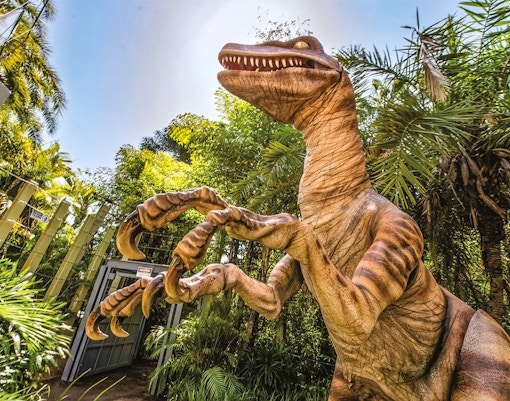 Dinosaur figure at Jurassic Park attraction, Universal Studios Orlando.