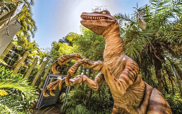Dinosaur figure at Jurassic Park attraction, Universal Studios Orlando.
