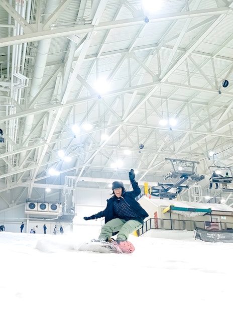 Indoor snowboarding at American Dream's Big Snow, New Jersey.