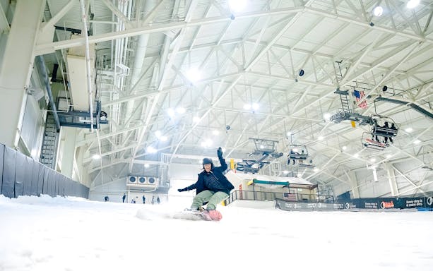 Indoor snowboarding at American Dream's Big Snow, New Jersey.