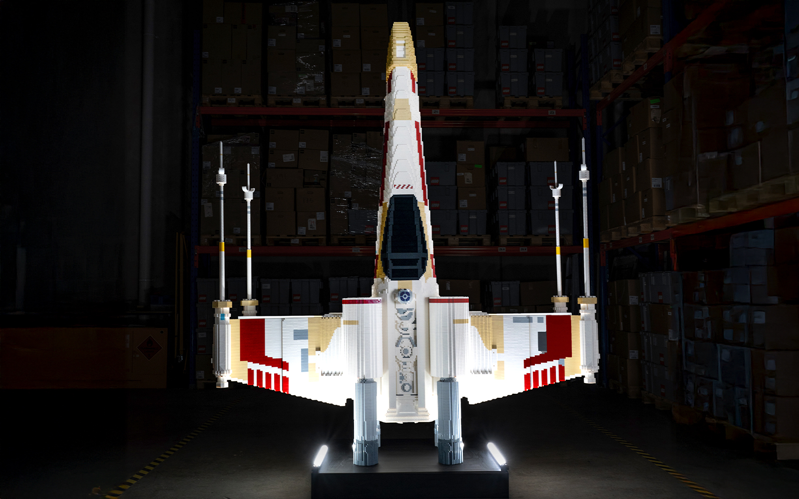 LEGO X-Wing model from Star Wars exhibition.