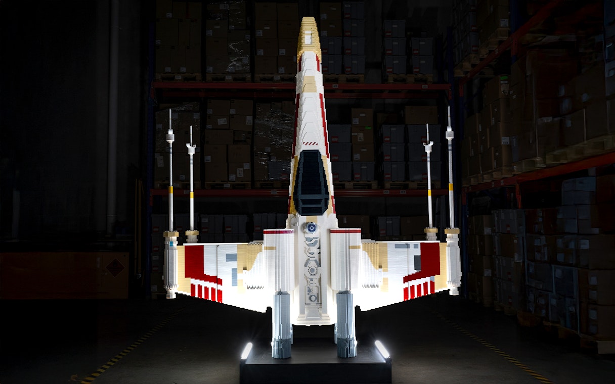 LEGO X-Wing model from Star Wars exhibition.