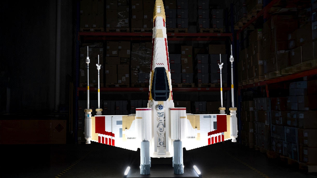LEGO X-Wing model from Star Wars exhibition.